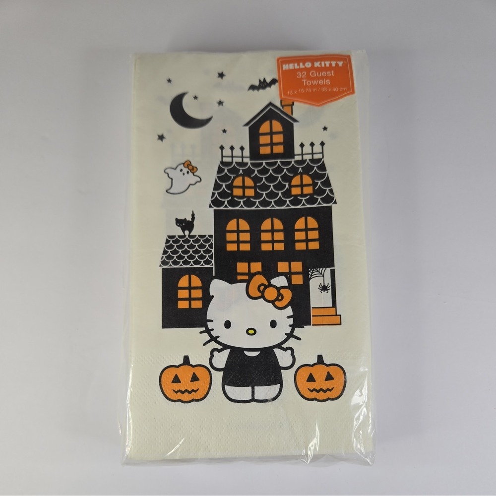 Hello Kitty Halloween Haunted House Guest Towels 32ct Sanrio Fall Decor SA451